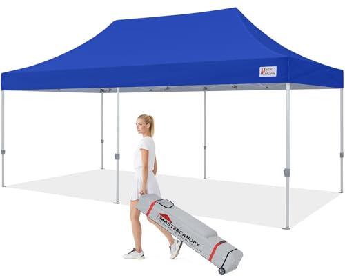 Image of MASTERCANOPY 10x20 Heavy Duty Pop Up Canopy Tent with Roller Bag(Blue)