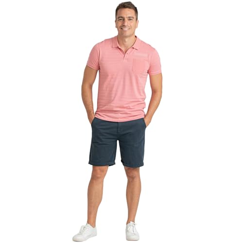 PRIVATA Poloshirt für Herren, kurzärmelig, Baumwolle, mit Tasche, gestreifte Textur, PRI2641, lachsfarben, XL