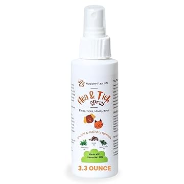 Spray de pulgas e carrapatos para pulgas, carrapatos e mosquitos - Aplicação para cães, gatos e casa (100 ml)