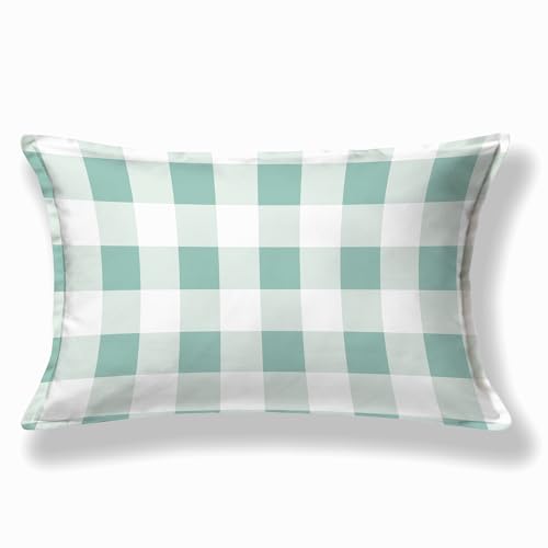 Image of Haus & Kinder 186 TC Bed Wrinkle-Free Glace Cotton Bedsheet with 1 Pillow Cover for Kids Room, Cottage Core Design - 88 x 57 Inches, Mint