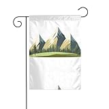 BROLEO Drapeau de jardin 4 saisons avec impression montagne verte et neige 30,5 x 45,7 cm