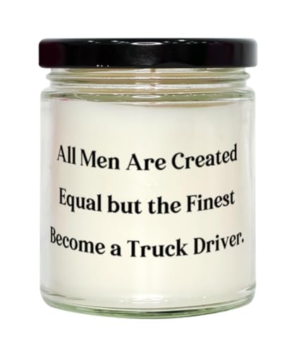 Unique Truck Driver Gifts, All Men are Created Equal but The, Motivational Birthday Scent Candle for Coworkers, from Boss, Unique Truck Driver Scent Candle Gift, Truck Driver Scent Candles, Scented