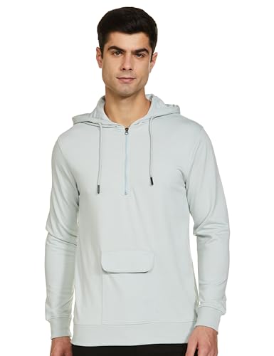 Image of FYLTR Men's Winter Full Sleeve Hoodie with Drawstring - Half Zip Closure | Utility Pocket with Flap | Casualwear for Men | Winters Hoodie for Men