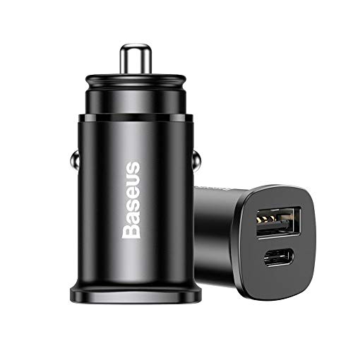 Carregador Veicular Baseus USB e Tipo C Super Turbo 30W Celular Universal