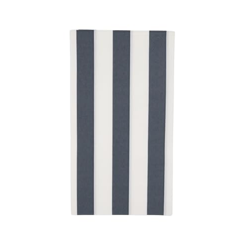 Image of Bonjour Fete Navy Blue Cabana Stripe Guest Towels, Pack of 20, 4.25x7.75 inch | 3-ply, for holidays and kids' themed birthday parties