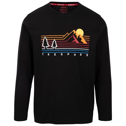 Trespass Lässiges Herren-Oberteil, schnelltrocknend, langärmelig, bedruckt, Macley, Schwarz, M