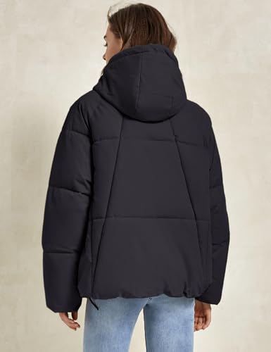 Gihuo Womens Black Puffer Jacket - Cozy Quilted Bubble Coat for Winter Adventures, Size Large - Image 7