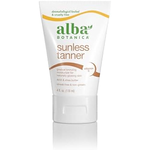 Alba Botanica Sunless Tanner, Gradual Bronzing Moisturizer, with Vitamin C and Shea Butter, 4 Oz (Packaging May Vary)