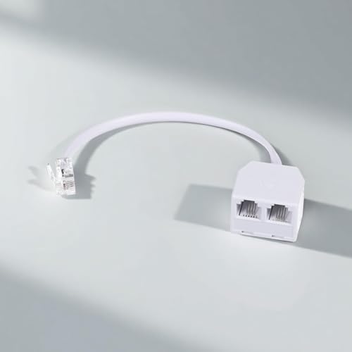Image of MAKABEE 2 Pack Two Way Telephone Splitters RJ11 Male to Dual Female Cable 6P4C Phone Splitter for Landline Suitable for Telephone, Fax Machine, White