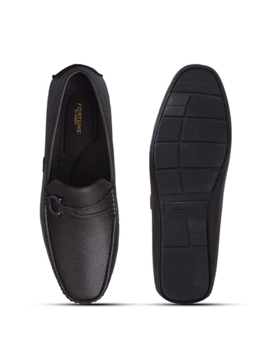 Image of Liberty Fortune SME-2E Loafer Shoes for Men - Brown & Black, Non-Lacing Casual Slip-On Loafers - Ideal for Office, Party, Wedding, Kurta - Lightweight and Comfortable