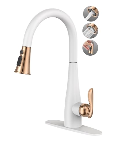 Mbillion White Kitchen Faucet with Pull Down Sprayer 3 Mode,High