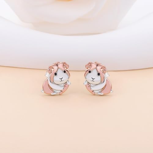 Guinea Pig Earrings for Women - 925 Sterling Silver Cute Animal Stud Earrings for Guinea Pig Lovers Dainty Pet Lover Jewelry Unique Animal Gift for Birthday Funny Zoo Jewelry3
