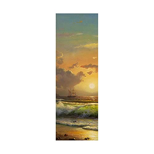 WANGLXST Kühlschrank-Aufkleber, 3D-Fähre Unter Sonnenuntergang Abdeckung Volle Türen, Professionelle Vinyl-Tapete Selbstklebende Kühlschrank-Tür-Aufkleber, Sunrise Over The Sea, 60X150CM(1PCS) Cover