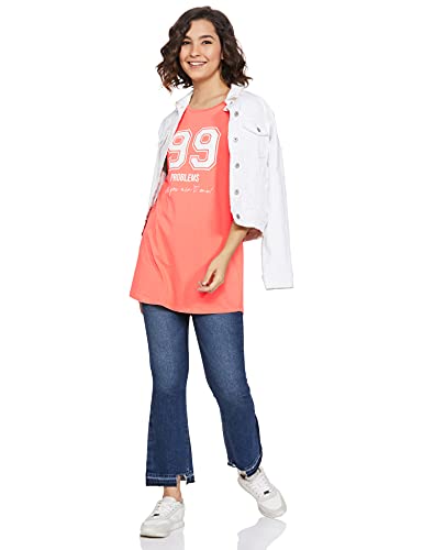 Image of Amazon Brand - Symbol Women's Cotton Stretch Half Sleeve Round Neck Regular Fit T-Shirt (Tunic Length)