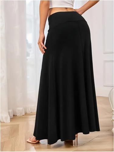 SEAFORM Women's Casual Mid Long Skirts Stretchy Ultra-Soft Flowy Maxi Formal Skirts High Waist Lounge Skirts for Women3