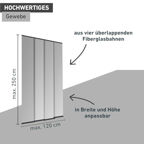 Windhager Insektenschutz PLUS Türvorhang Easy Lamellenvorhang Fliegengitter individuell kürzbar, 120 x 250 cm, anthrazit, 04315, Schwarz