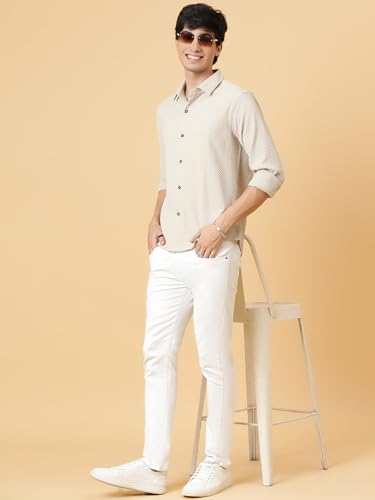 Image of KOTTY Men's Textured Casual Shirt - Long Sleeve||Button-Down Collar||Classic Fit