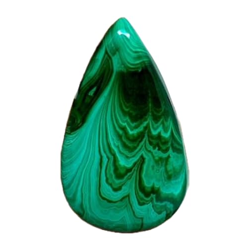 Cabochon malachite naturelle de forme poire 33x19x5mm, pierre de haute qualité pour bijou d'exception