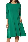 TheMogan Basic Jersey Knit 3/4 Sleeve Trapeze Pocket Loose T-Shirt Dress