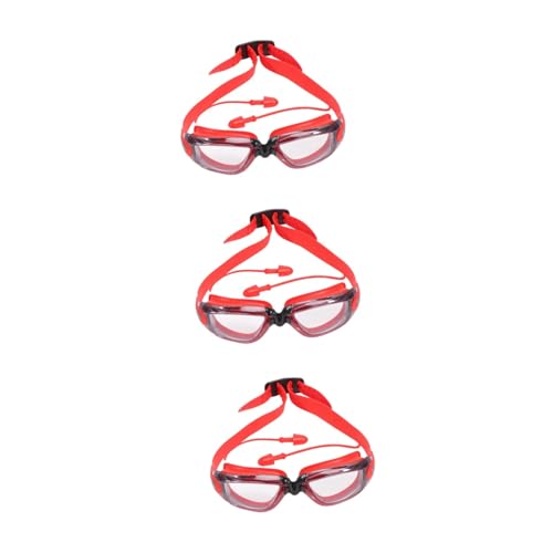 Set de natation pour garçon et fille avec lunettes anti-buée grand cadre rouge
