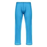 ABAFIP Men's Mesh Sheer Semi See Thru Low Waisted Pajama Bottoms Stretch Sleep Lounge Pants Homewear Trousers Nightwear Sleepwear Blue X-Large