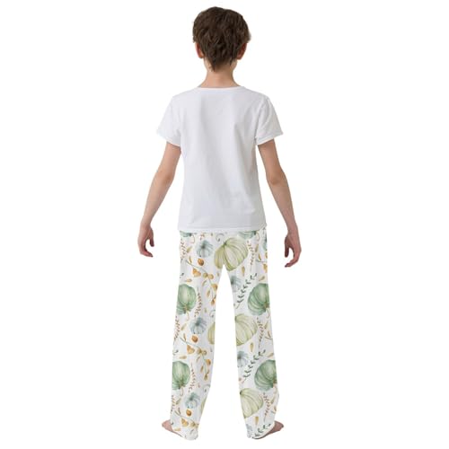 Boys' Pants Green Autumn Boho Pumpkin Long Bottoms Jogger Pants Elastic Waist Trousers with Pockets S-XL3