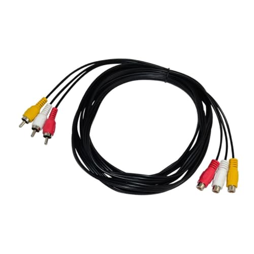 KOMBIUDA Cable De Vídeo Cable Adaptador De Audio Divisor 3 Cable De Audio y Vídeo 3 Cables Macho a Hembra Línea De Audio 3 Negro