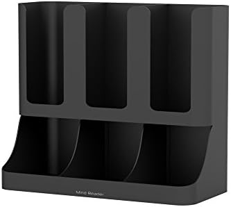 Mind VCCUIOB 6 Compartment Upright Breakroom Coffee Condiment and Cup Storage Organizer, Black