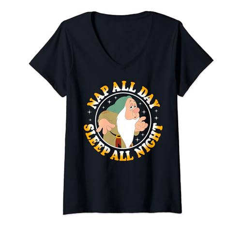 T-shirt Blanche-Neige Disney col v haut nuit femme vêtement coton