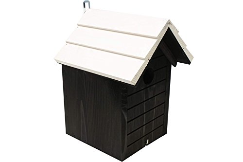 GDWorld Vogelhaus Nistkasten Schwarz mit Weißem Dach 19 x 25 cm