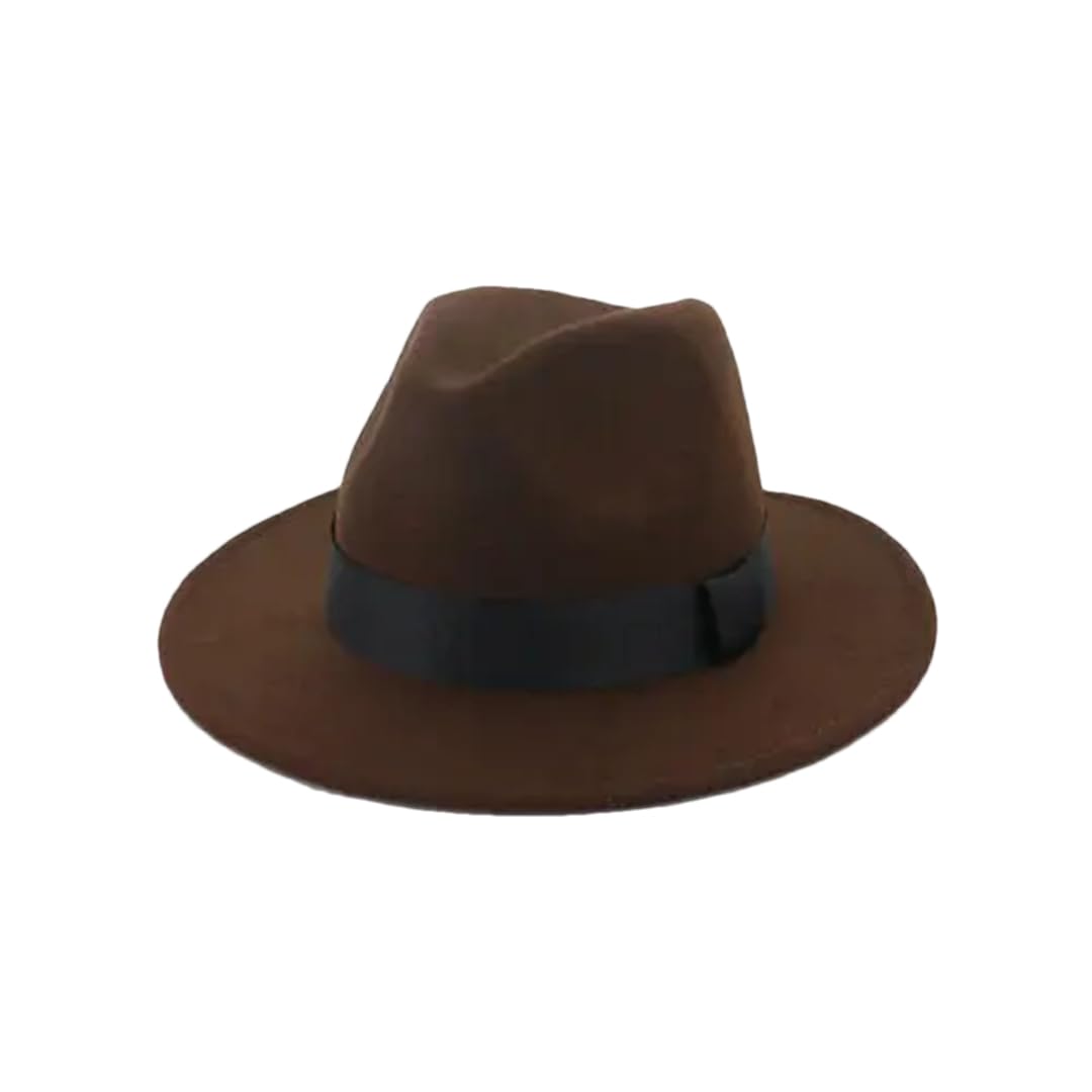 Hgvcfcv Classico Fedora Elastico Cappello Unisex Feltro di Lana Jazz Cappelli Eleganti Uomini Donne Tesa Larga Trilby Cap Fedora Cappello Uomo