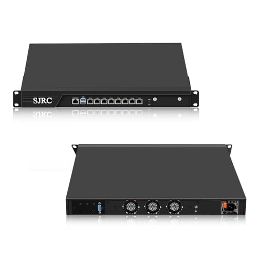 SJRC 19” Firewall Hardware Core i3 7100, LGA 1151, Rackmount 1U Router PC for VPN Server, 19 Inch Rack OPNsense Appliance with 8 x i226V 2.5GbE LAN, DDR4 8GB RAM 128GB SSD, VGA