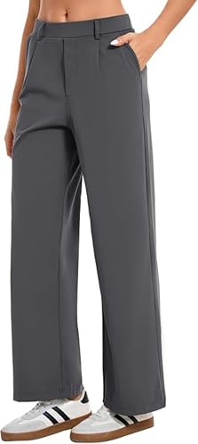Image of Oyamiki Women's Business Casual High Waisted Dress Pants with Pockets Wide Leg Work Pants Trousers Fashion Fall Outfits