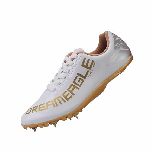 Zapatillas de pista y campo, para hombre, con pinchos, para correr, saltar, antideslizantes, para entrenamiento, atletismo, campo, ligeras, transpirables, beige, 42 1/3 EU
