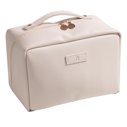 BS-MALL Travel Makeup Bag PU Leather Large Size Elegant Cosmetic ...