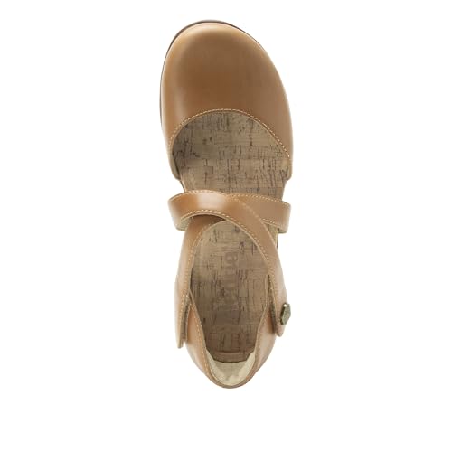 Image of Alegria Womens Savina Leather Wedge - Stylish and Versatile Mary Jane for Endless Support - Enhanced Arch Slip Resistant Platform Ankle Cross Strap Heel for Professionals