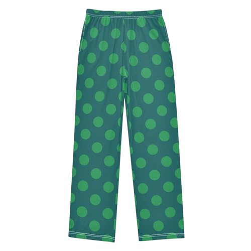 ZZKKO Green Polka Dots Boys Pants for Kids Jogger Pants with Pockets S-XL