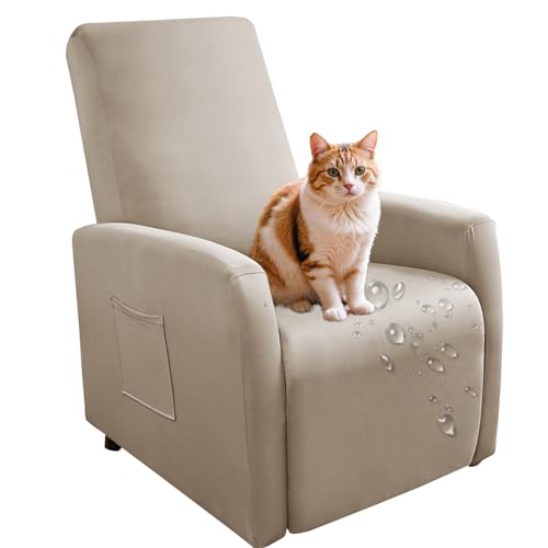 Genérico Fundas para sillón reclinable pequeño, Impermeables, 4 Piezas, Funda para sillón reclinable Lazyboy, Funda elástica para sillón reclinable-Light Brown