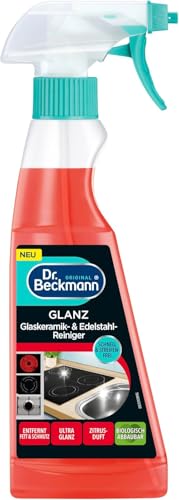 Dr. Beckmann GLANZ - Limpiador para vitrocerámica y acero inoxidable, limpieza sin rayas y brillo duradero, 250 ml