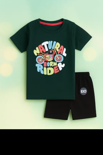 Image of EIO Boys Cotton Printed Dress Clothing Set Combo with Tshirts & Shorts-Pack 3