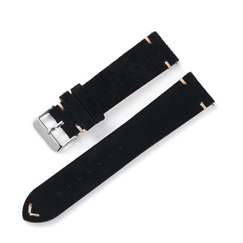 Bracelet montre daim 20mm noir LUGEMA pour homme femme interchangeable