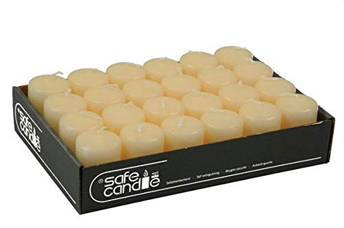 Bougies Piliers Crème Lot De 24 - Hauteur 6cm Diamètre 4cm - Auto-extinguibles Fabrication Allemagne