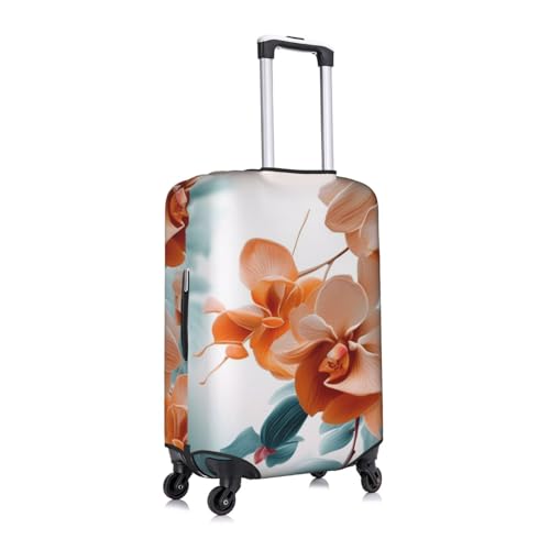 Teal And Orange Flower Printed Luggage Cover Elastic, Washable, Universal Fit 18-32 Inch Travel Suitcase Cover Easy To Identify3