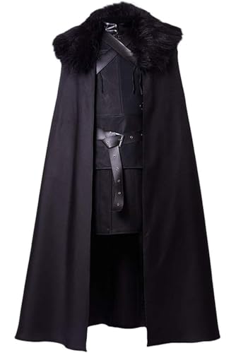 Fantasia de cosplay viking medieval para relógio noturno, fantasia renascentista de Halloween, Preto, GG