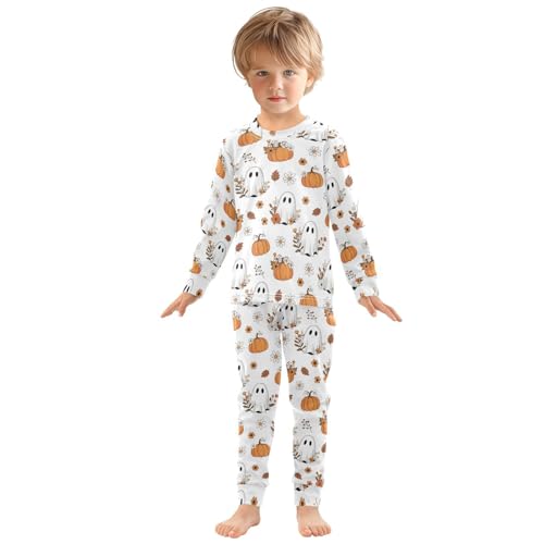 Pajama Sets Long Sleeve Ghosts Pumpkins Flowers Soft Comfy Sleepwear 2 Piece PJS 3-8T2