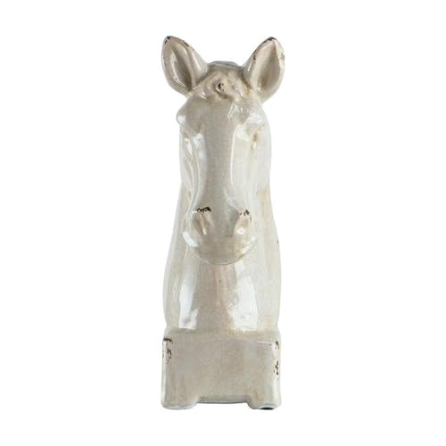 Décoration de Bureau Tête de Cheval Céramique | Objet Décoratif Grand Format Beige - 4
