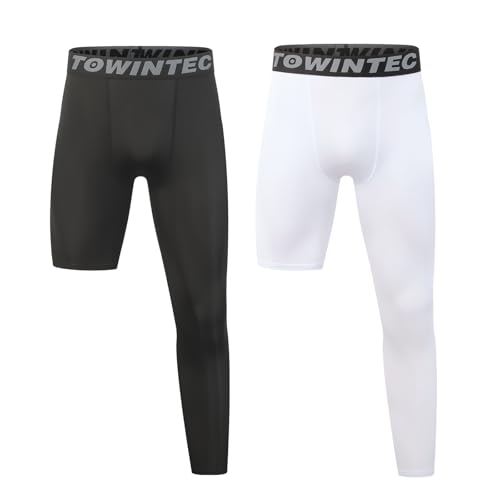 Youth Boys One Leg Compression Pants Kids Sports Tights Athletic Base Layer Leggings for Basketball Underwear