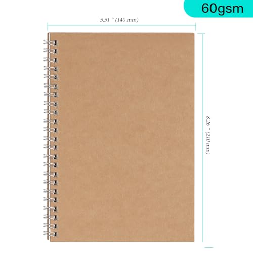Cahier spirale A5 en kraft pour journal de voyage et notes de bureau