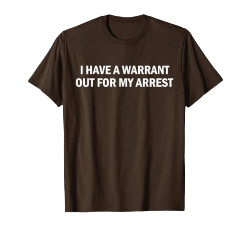 I Have A Warrant Out for My Arrest Funny Quote T-Shirt, Men, Brown, Medium