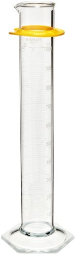 Image of Kimble 20024-1000 Glass Class B Single Metric Scale Graduated Cylinder, 1L Capacity, 50 - 1000mL Graduation Interval